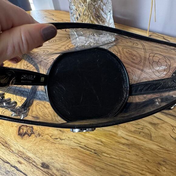 Chanel Camelia Flower Clear PVC Leather Crossbody Bucket Bag Authentic CoA - Picture 8 of 13